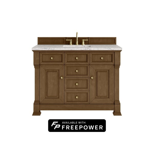 James Martin Vanities Brookfield 48 in. Single Vanity, Honey Oak w/ 3 CM Eternal Jasmine Pearl Silestone Top 547-V48-HNO-FEJP - main
