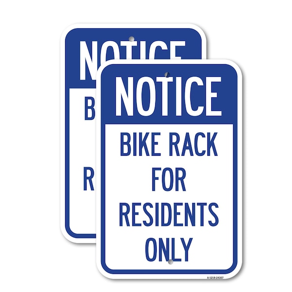 Signmission Bike Rack for Residents Only, 12'' X 18'' 2 Signs, Heavy Gauge Aluminum, 2PK A-1218-2PACK-24307 - main