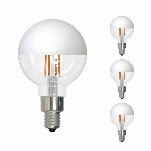 Bulbrite LED Filament, 2.5 Watt Dimmable G16 Light Bulb, Half White Finish, E12 Base, 2700K 200 Lumens, 4PK 862066 - main