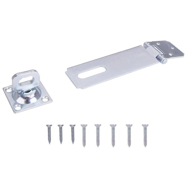 Prosource Safety Hasp, 4-1/2 in L, 4-1/2 in W, Steel, Zinc, 3/8 in Dia Shackle, Swivel Staple LR-126-BC3L-PS - main