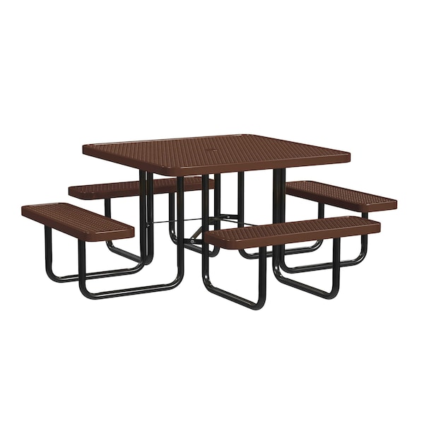 Leisure Craft Square Portable Picnic Table, Brown, 46 in L T46SQP-BROWN - main