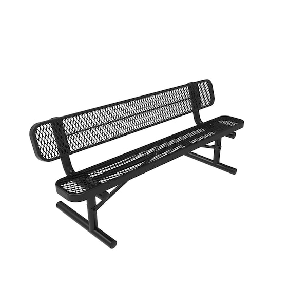 Mytcoat 6ft Outdoor Bench with Back, Portable, Black, Expanded Metal, Textured Coating 804174 - main