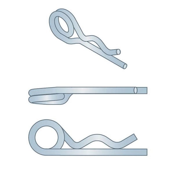 Huyett Double Loop Bridge Pin, Zinc Plated Spring Steel, 0.118 in Wire Dia x 3.000 in Length BPD-0118 - main