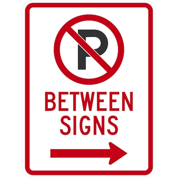 Lyle No Parking Between Signs with Right Arrow and Symbol, 18x24, Non-Reflective, White G-10911-NA_18x24 - main