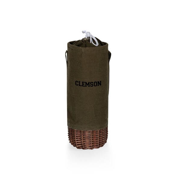 Picnic Time Family Of Brands NCAA Clemson Tigers Malbec Insulated Canvas and Willow Wine Bottle Basket 201-00-140-104-0 - main