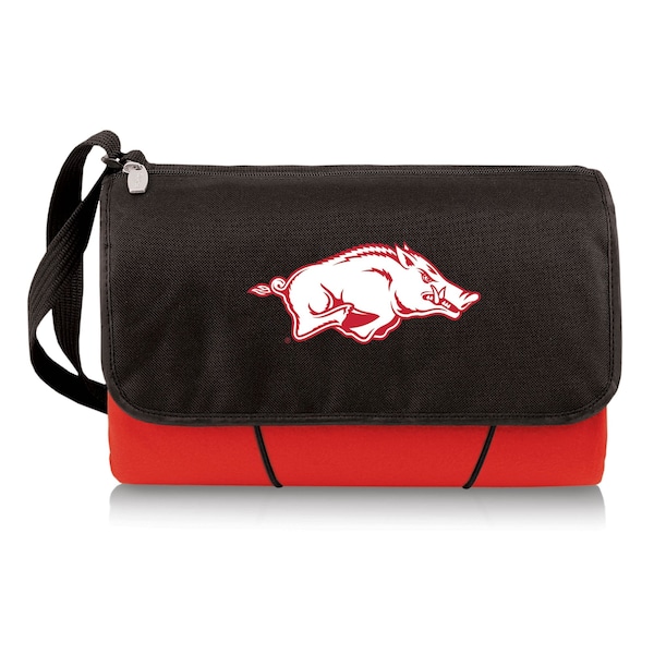 Picnic Time Family Of Brands NCAA Arkansas Razorbacks Blanket Tote Outdoor Picnic BlanketRed with Black Flap 820-00-100-034-0 - main