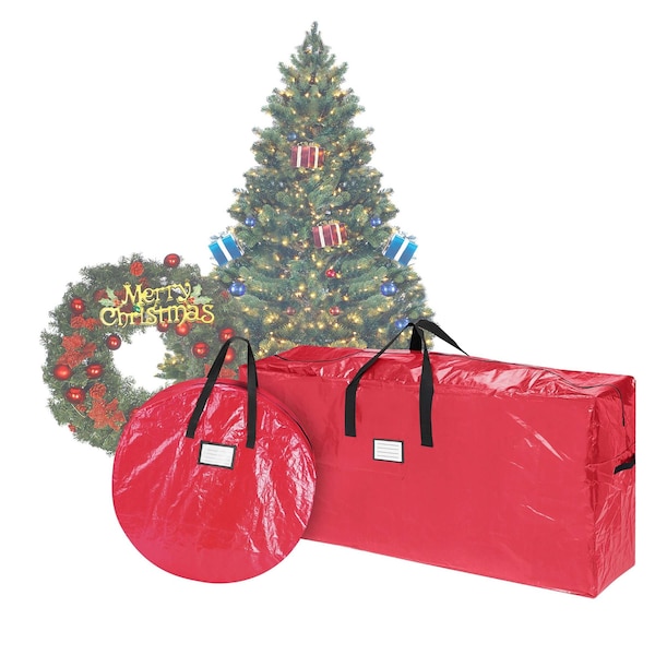 Elf Stor Wreath and Christmas Tree Storage Bag Set Zippered Totes to Protect 9ft Trees and 30in Wreaths 83-DT5523 - main
