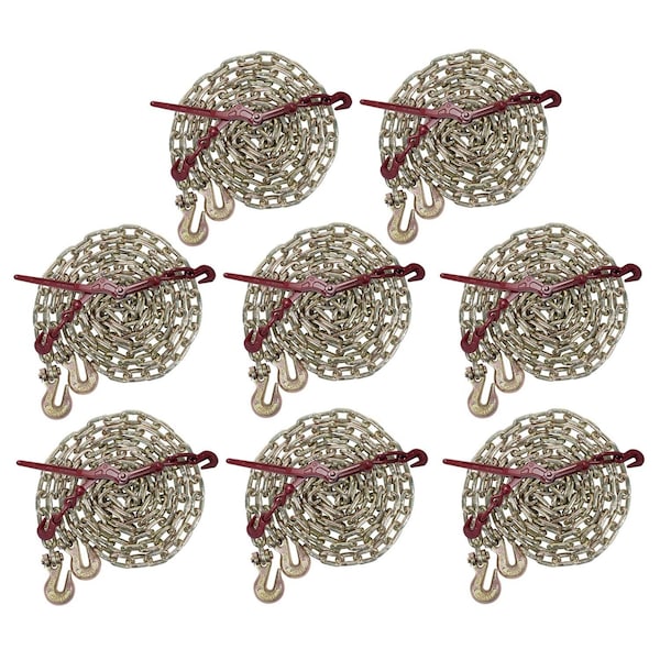 Mytee Products 5/16in x 20ft G70 Binder Chain 8 & 5/16in-3/8inChain Binder Lever 8Transport Chains 516CHLBx8 - main