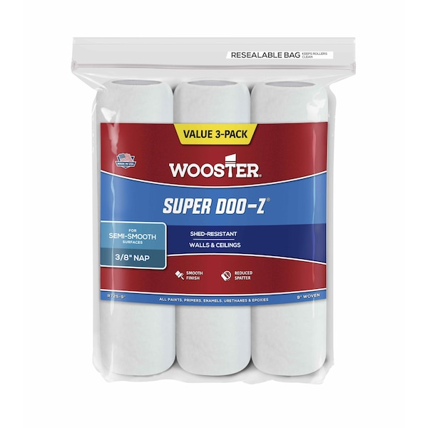 Wooster Wooster Super Doo-Z Fabric 9 in. W X 3/8 in. Paint Roller Cover 3 pk R725-9 - main