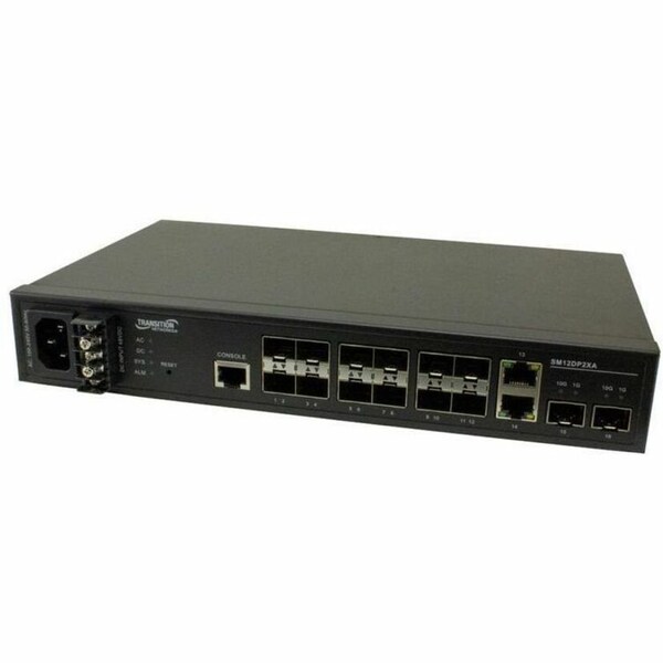 Transition Networks MANAGED FIBER SWITCH, 12-PORT 100/1000 SFP, 2-PORT 1G/10G SFP+ AND 2 10/100/1000 SM12DP2XA-NA - main