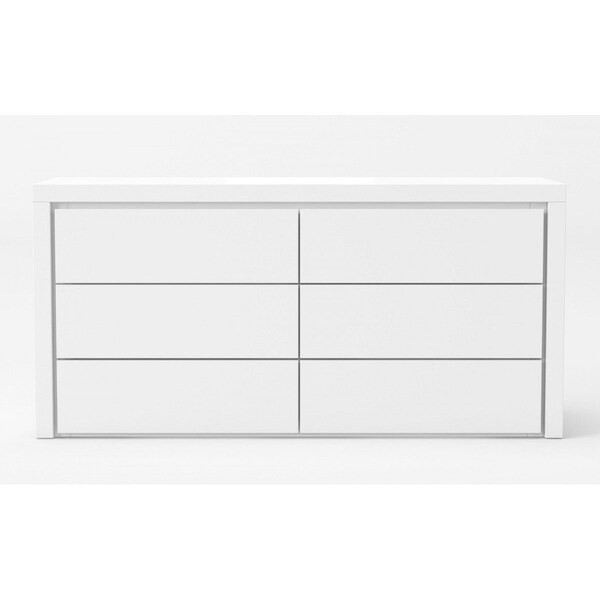Homeroots 62" White Manufactured Wood Six Drawer Double Dresser 473105 - main
