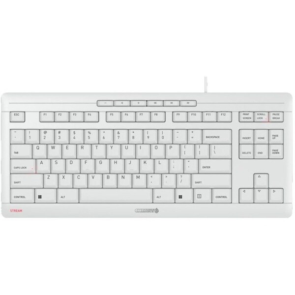 Cherry Americas CHERRY STREAM TKL Wired Keyboard - Compact, Pale Gray, Quiet, Cap Lock & Scroll LED's, Multimedia Keys JK-8600US-0 - main