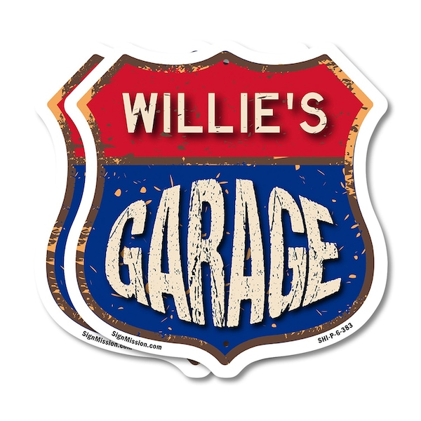 Signmission Willie's Garage, 6 inch X 6 inch, Plastic Sign, 2PK SHI-P-2PACK-6-383-WILLIE - main