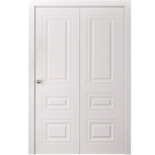 Sartodoors Sliding Closet Bi-fold Doors 72 x 84 inches, BASIC 9233 White, Sturdy Tracks Moldings Trims Hardwa BASIC9233BF-SKIN-7284 - main