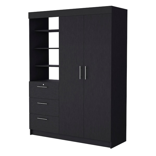 Homeroots 59" Black Accent Cabinet Soft Close With Three Shelves And One Drawer 518213 - main