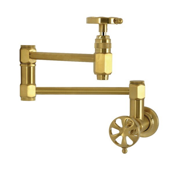 Kingston Brass Wall Mount Pot Filler Faucet, Brushed Brass KS5107RX - main