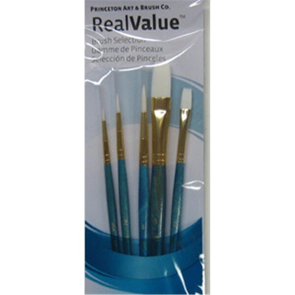 Princeton Artist Brush Co Princeton Brush Real Value Short Handle Set, Synthetic White Taklon - Set Of 5 9174B - main
