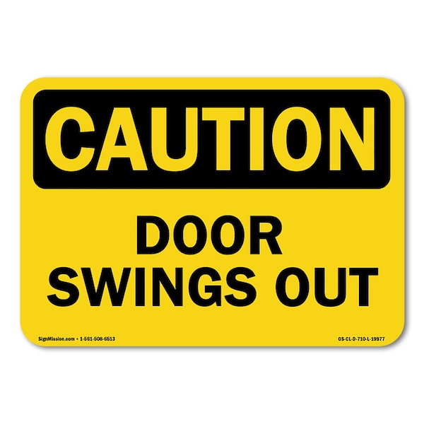 Signmission OSHA Caution, 3.5" Height, Decal, 5" x 3.5", Landscape, Door Swings Out OS-CL-D-35-L-19977 - main