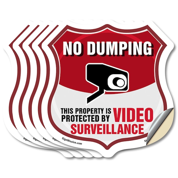 Signmission No Dumping Shield Sign This Property Is, 4 inch X 4 inch, Vinyl Decal, 5PK SHI-D-5PACK-4-393 - main
