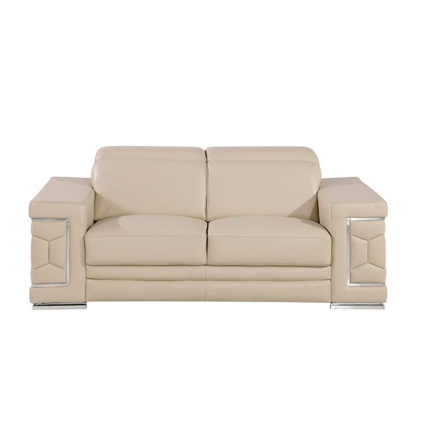 Homeroots 73in Cream and Silver Leather Reclining Loveseat 720503 - main