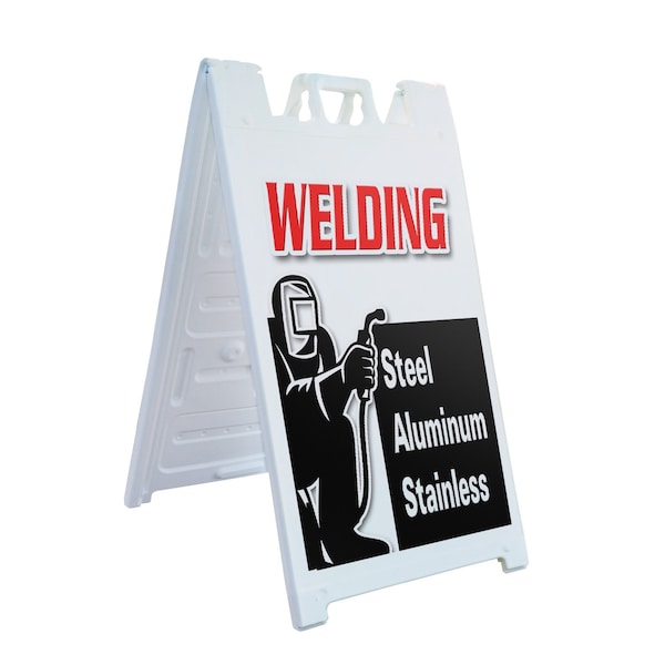 Signmission Welding Steel Aluminum Stainless, A-Frame & 2 Decals Installed, Heavy-Duty Plastic Frame SBHD-D-2436-WeldingSteelAluminumStainles - main