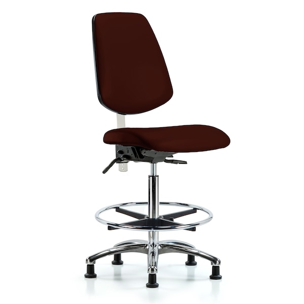 Blue Ridge Ergonomics Clean Room Chair Vin Hi Ben Chair, Med, Bk, Burg, CL100, No Arms, 26" to 35-1/2" Height, Vinyl BR-NCR-VHBCH-MB-CR-T0-A0-CF-RG-8569 - main