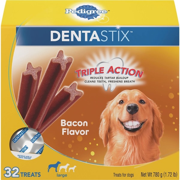 Pedigree Dentastix Large Dog Bacon Flavor Dental Dog Treat, 32PK 797007 - main
