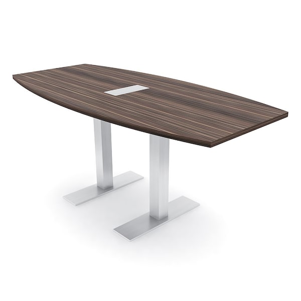 Skutchi Designs 6ft Conference Table With Power Unit | 6 Person Modular Boat Meeting Table | Harmony Series HAR-BOT-36X72-T-H3041-ESIL - main