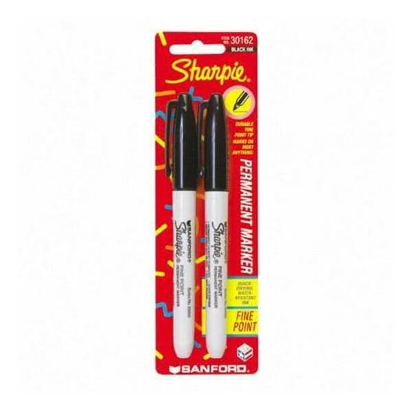 Sharpie Permanent Marker, Black, Fine Tip, 2 PK 30162 - main