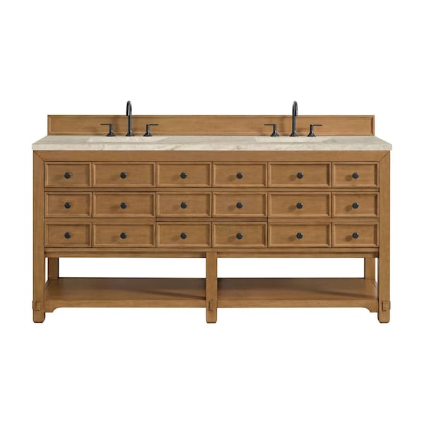 James Martin Vanities Malibu 72" Double Vanity, Amber Birch, w/ 3 CM Tajnar Eclos Top 505-V72-AMB-3TJR - main