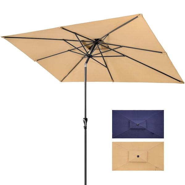 Homeroots 9ft Tan Polyester Rectangular Tilt Market Patio Umbrella 485617 - main