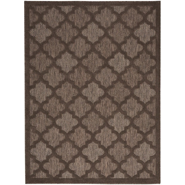Homeroots 5' X 7' Dark Brown And Light Brown Trellis Indoor Outdoor Area Rug 545227 - main
