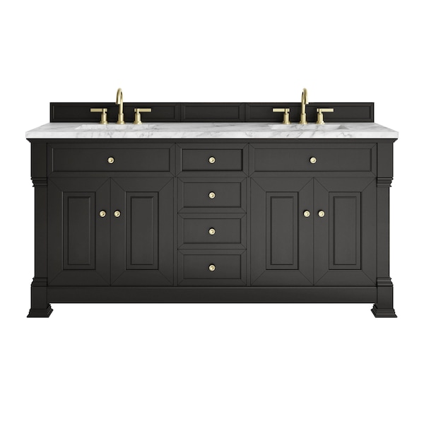 James Martin Vanities Brookfield 72 in. Double Vanity, Black Onyx w/3 CM Carrara White Marble Top 547-V72-BKO-3CAR - main