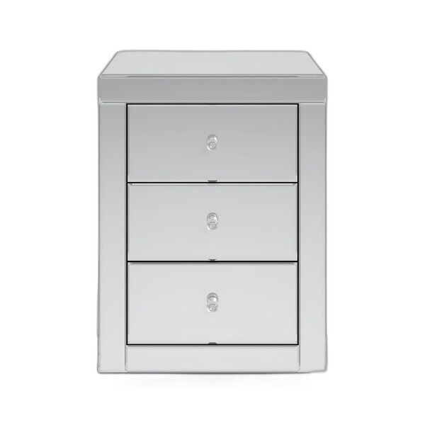 Homeroots 24" Silver Wood and Mirror Three Drawer Nightstand 499318 - main