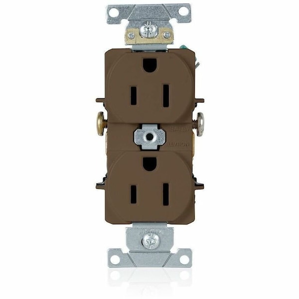 Leviton Duplex Straight Blade Receptacle, 5-15R, 15 A, 125V AC, 2 Pole, 3 Wire, Flush Mount, Grounded 5242 - main