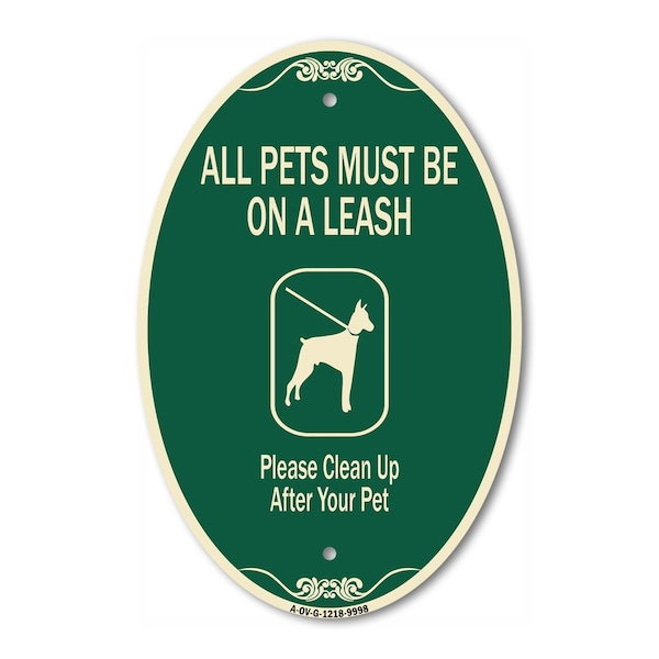 Signmission All Pets Must Be On A Leash Please Clean Up A, 12 In X 18 In Architectural, Heavy Gauge Aluminum A-OV-G-1218-9998 - main