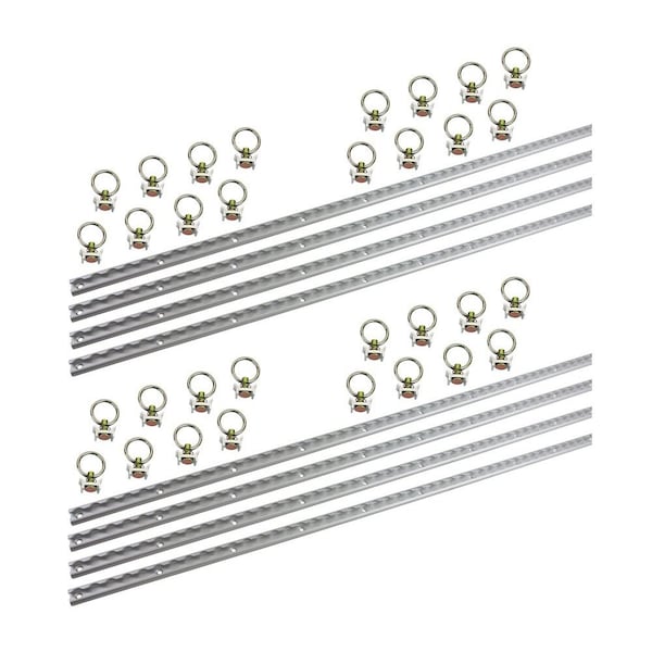 Mytee Products 4 Foot Aluminum L-Track 8 and Stud with Stainless Steel Ring 32 LTK4x8-LTKSx32 - main