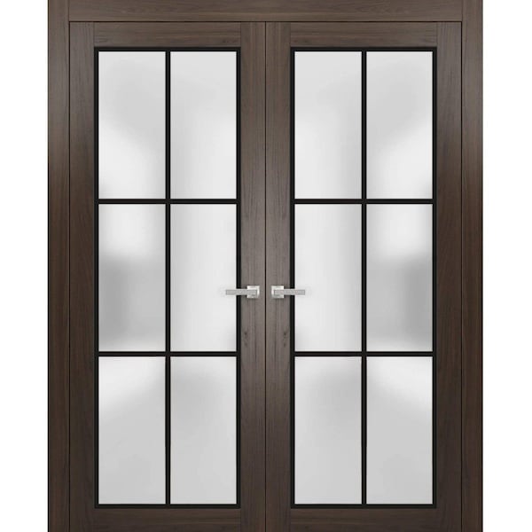 Sartodoors Solid French Double Doors Frosted Glass Planum 2122 60x84 (2* 30x84) Solid Core Modern Interior PLANUM2122DD-CA-60 x 84 (2* 30x84)-Butterfly - main