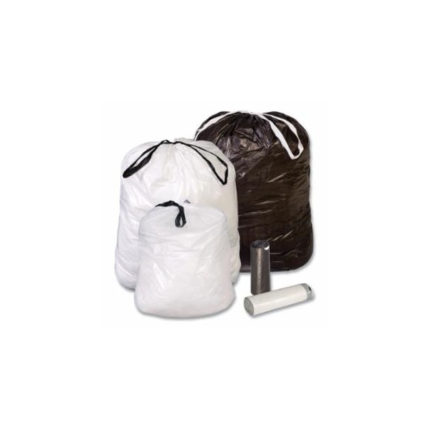 Pitt Plastics Draw-Tuff Trash Can Liner, 12 gal, 0.7 mil, 24 in W x 28 in H, White, 12PK 879-DT12GALW - main