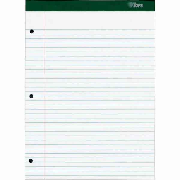 Tops Double Docket Legal Pad college rule white 3-hole punched 80 pt chip 100 SH per PD 63384 - main
