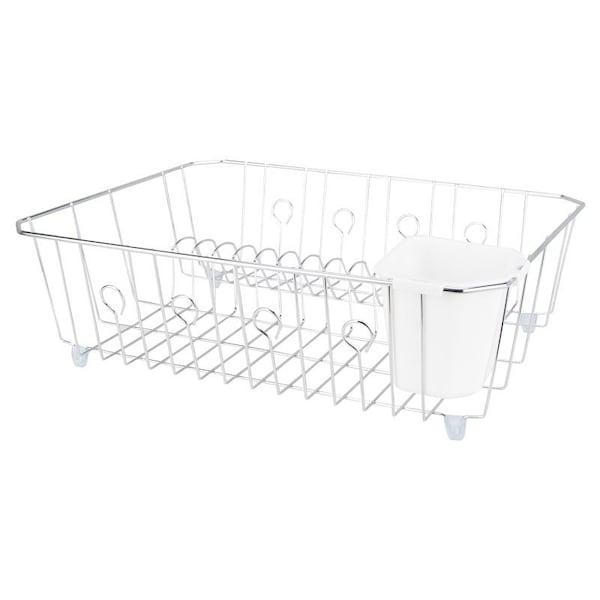 Simple Spaces Dish Drainer with Cutlery Basket, 20 lb Capacity, 18 in L, 13-1/2 in W, 5-1/2 in H, Steel JI-25C-3L - main