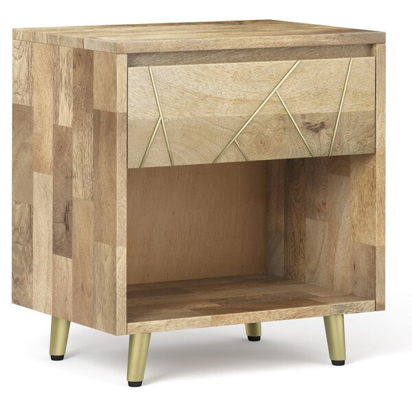 Homeroots 24" Natural Solid Wood Two Drawer Nightstand 640742 - main