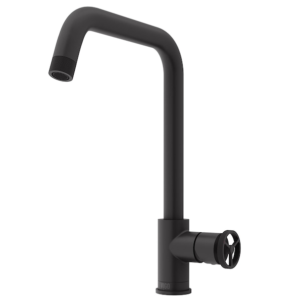 Vigo Cass Industrial Single Handle Kitchen Bar Faucet in Matte Black VG02040MB - main