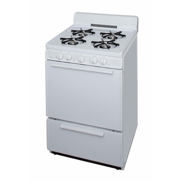 Premier Gas Range, Four 9100 BTU Open Burners, 24 inW x 40 inH x 26 inD, 2.42 cu. Ft., White 805736 - main