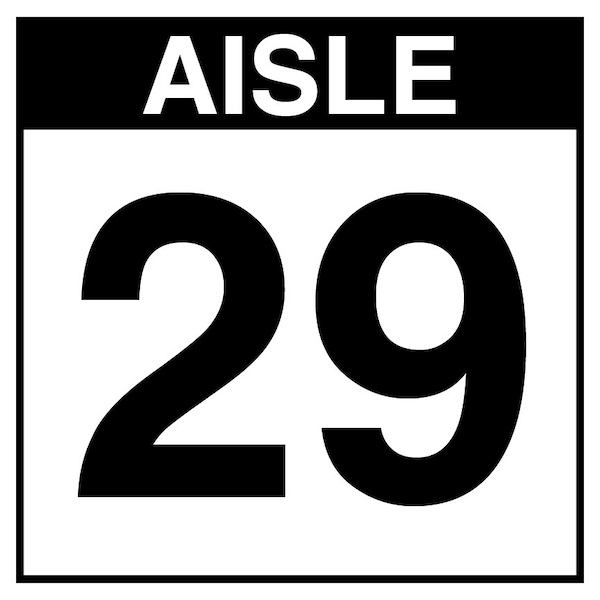 5S Supplies Warehouse Aisle 29 Sign - 12in x 12in - DOUBLE - NONE - PVC AISLE29-12X12-DOUBLE-NONE - main