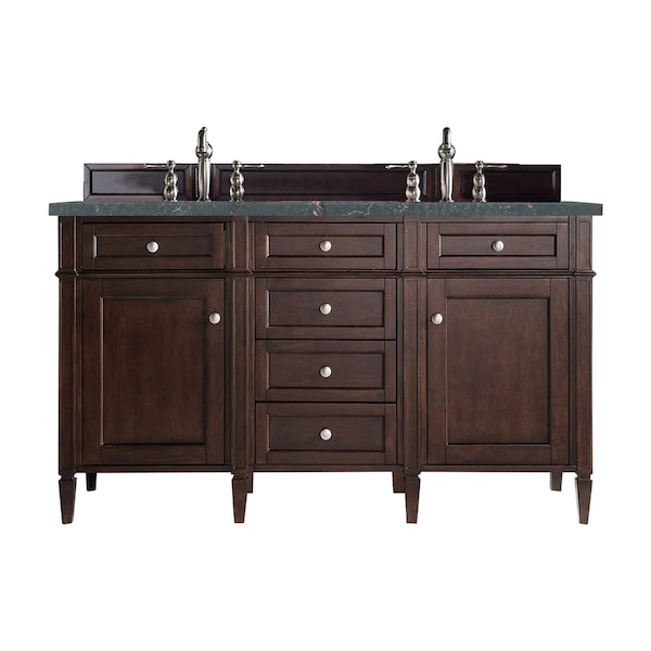James Martin Vanities Brittany 60'' D Vanity, Burnished Mahogany w/ Parisien Bleu Silestone Top w/ Wireless Charger 650-V60D-BNM-FPBL - main