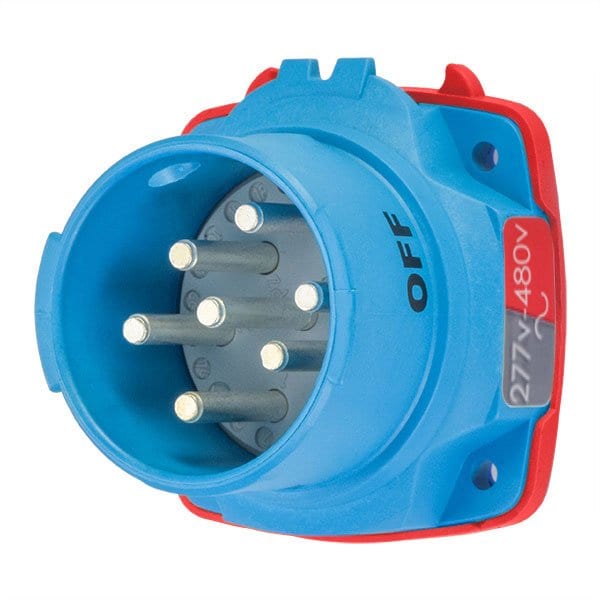 Meltric DSN30 INLET POLY BLUE SIZE 2 TYPE 4X IP 69 3P+N+G 30 A 277/480 VAC 60 Hz +2 AUX 63-38047-972 - main
