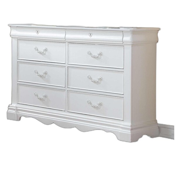 Homeroots 56" White Solid Wood Eight Drawer Double Dresser 486517 - main