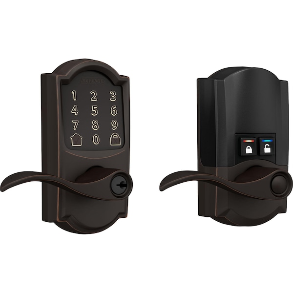Schlage Residential FE789WBVCAM716ACC 16-300 10-063 Accent / Camelot Encode Lever - Aged Bronze FE789CAM716ACC - main