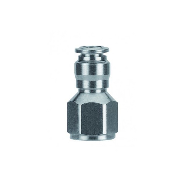 Usa Industrials Push to Connect Tube Fitting, Nickel Plated Brass w/ Metal Release Ring, Female Straight, 6mm ZUSA-TF-PTC-NPBR-593 - main